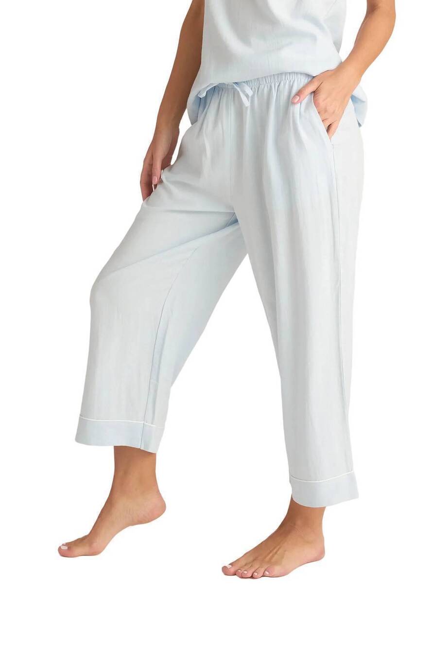 NEW FACEPLANT DREAMS women's linen blend pj capri pant in sky blue